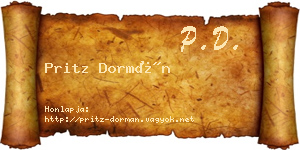 Pritz Dormán névjegykártya